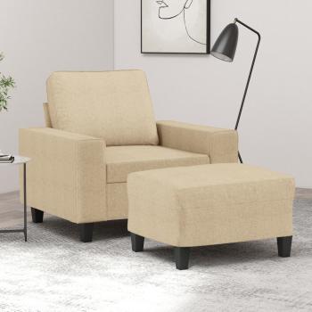 ARDEBO.de - Sessel mit Hocker Creme 60 cm Stoff