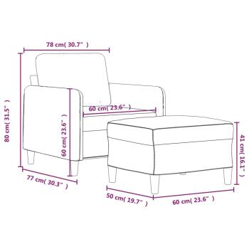 Sessel mit Hocker Dunkelgrün 60 cm Samt
