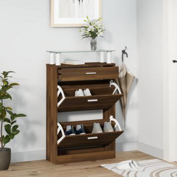 ARDEBO.de - Schuhschrank Braun Eichen-Optik 63x24x104 cm Holzwerkstoff