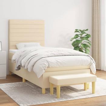 ARDEBO.de - Boxspringbett mit Matratze Creme 90x190 cm Stoff