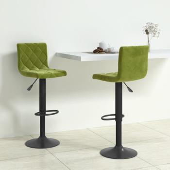 ARDEBO.de - Barhocker 2 Stk. Hellgrün Samt