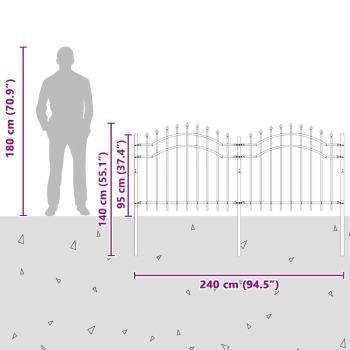 Gartenzaun mit Speerspitzen Schwarz 140 cm Stahl