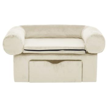Hundesofa mit Schublade Creme 75x50x38 cm Plüsch
