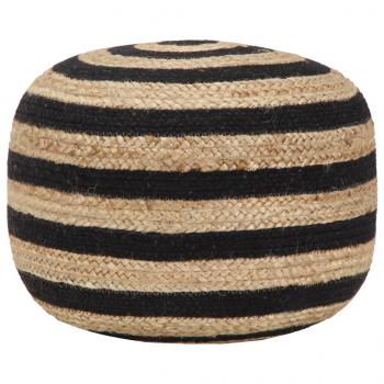 ARDEBO.de - Handgefertigter Sitzpuff Schwarz 45 x 30 cm Jute