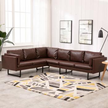 ARDEBO.de - Ecksofa Kunstleder Braun