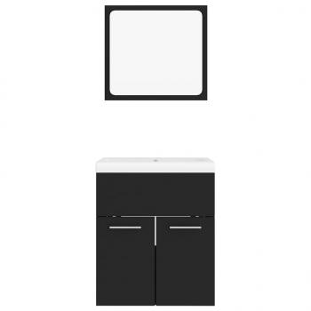 Badmöbel-Set Schwarz Holzwerkstoff
