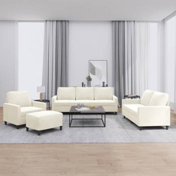 ARDEBO.de - 4-tlg. Sofagarnitur mit Kissen Creme Samt