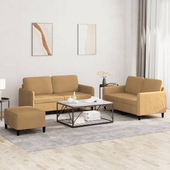ARDEBO.de - 3-tlg. Sofagarnitur Braun Samt