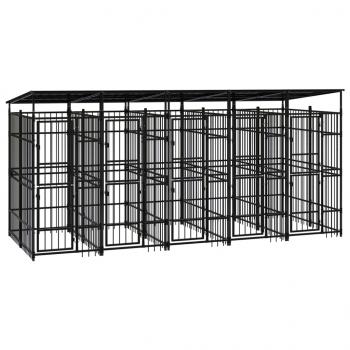 ARDEBO.de - Outdoor-Hundezwinger mit Dach Stahl 9,22 m²