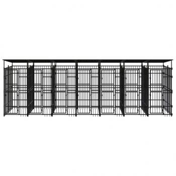 Outdoor-Hundezwinger mit Dach Stahl 12,9 m²