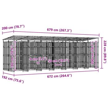 Outdoor-Hundezwinger mit Dach Stahl 12,9 m²