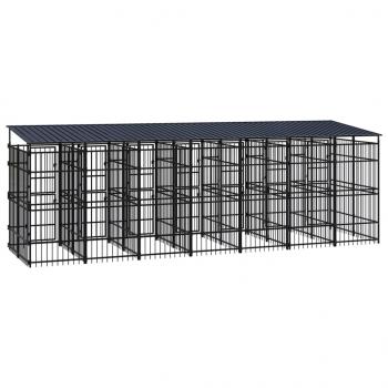 Outdoor-Hundezwinger mit Dach Stahl 12,9 m²