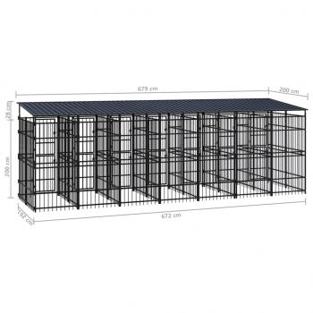 Outdoor-Hundezwinger mit Dach Stahl 12,9 m²