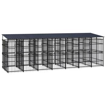 Outdoor-Hundezwinger mit Dach Stahl 12,9 m²