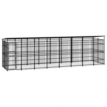 ARDEBO.de - Outdoor-Hundezwinger mit Dach Stahl 14,75 m²