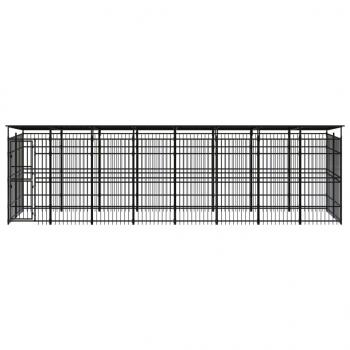 Outdoor-Hundezwinger mit Dach Stahl 14,75 m²