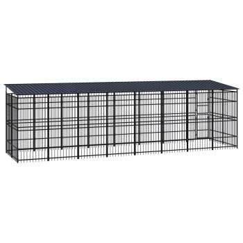 Outdoor-Hundezwinger mit Dach Stahl 14,75 m²