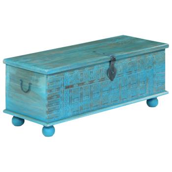 Aufbewahrungstruhe Massivholz Mango Blau 100x40x41 cm