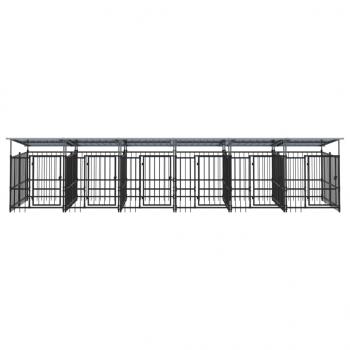 Outdoor-Hundezwinger mit Dach Stahl 11,26 m²