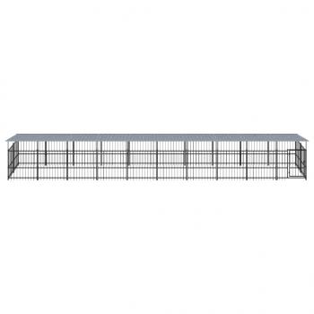 Outdoor-Hundezwinger mit Dach Stahl 18,77 m²