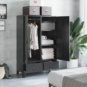 ARDEBO.de - Kleiderschrank Industrial Schwarz 90x40x140 cm Stahl