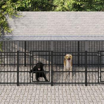 ARDEBO.de - Outdoor-Hundezwinger mit Dach Stahl 11,26 m²