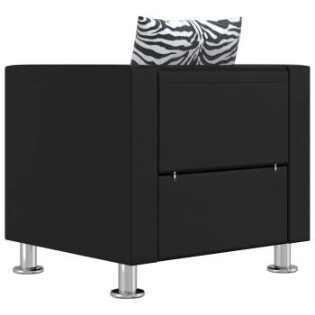 Sofa-Set Kunstleder 3-Sitzer + 2-Sitzer + Sessel Schwarz