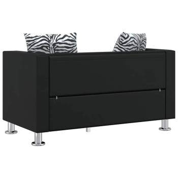 Sofa-Set Kunstleder 3-Sitzer + 2-Sitzer + Sessel Schwarz