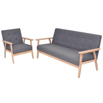 ARDEBO.de - Sofa-Set 2-tlg. Stoff Dunkelgrau