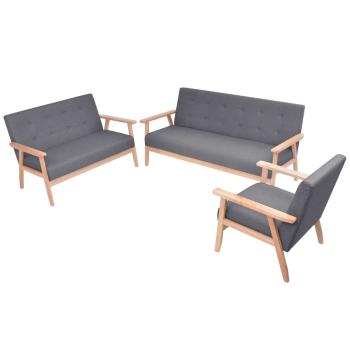 ARDEBO.de - Sofa-Set 3-tlg. Stoff Dunkelgrau