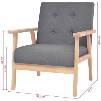 Sofa-Set 3-tlg. Stoff Dunkelgrau