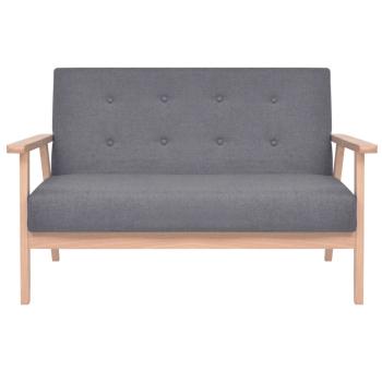 Sofa-Set 3-tlg. Stoff Dunkelgrau