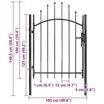 Gartentor Stahl 1x1,5 m Schwarz