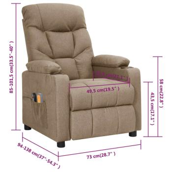 Massagesessel Elektrisch Taupe Stoff