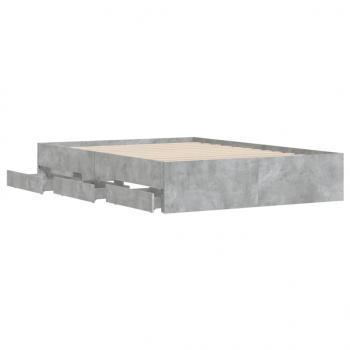 Bettgestell mit Schubladen Betongrau 120x200 cm Holzwerkstoff