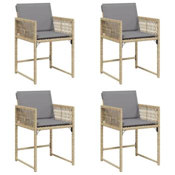 Gartenstühle mit Kissen 4 Stk. Beigemischung Poly Rattan