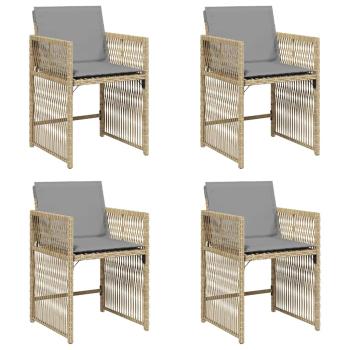Gartenstühle mit Kissen 4 Stk. Beigemischung Poly Rattan