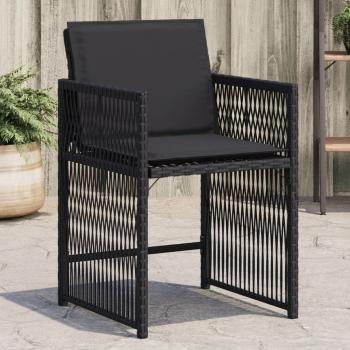 ARDEBO.de - Gartenstühle mit Kissen 4 Stk. Schwarz Poly Rattan