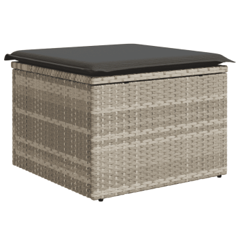 4-tlg. Garten-Sofagarnitur mit Kissen Hellgrau Poly Rattan