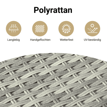 10-tlg. Garten-Sofagarnitur mit Kissen Hellgrau Poly Rattan