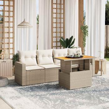 ARDEBO.de - 5-tlg. Garten-Sofagarnitur mit Kissen Beige Poly Rattan