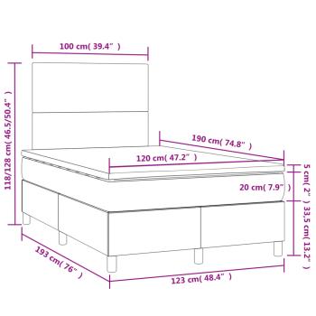 Boxspringbett mit Matratze & LED Creme 120x190 cm Stoff