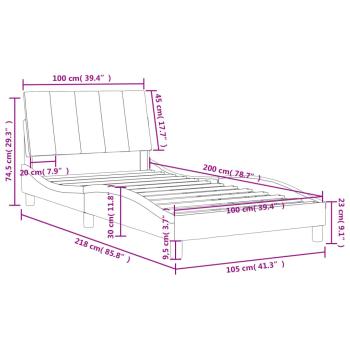 Bett mit Matratze Blau 100x200 cm Samt