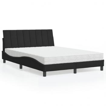 ARDEBO.de - Bett mit Matratze Schwarz 140x200 cm Samt