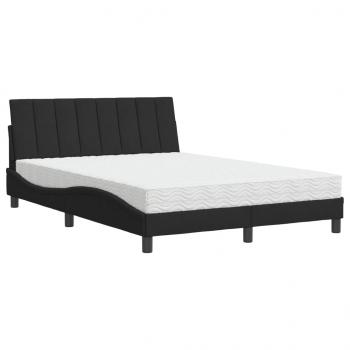 Bett mit Matratze Schwarz 140x200 cm Samt
