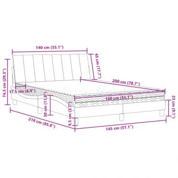 Bett mit Matratze Schwarz 140x200 cm Samt