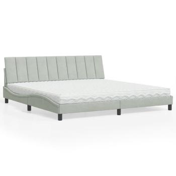 ARDEBO.de - Bett mit Matratze Hellgrau 200x200 cm Samt