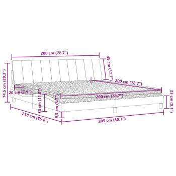Bett mit Matratze Hellgrau 200x200 cm Samt