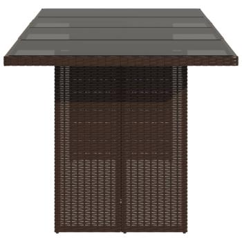Gartentisch mit Glasplatte Braun 190x80x75 cm Poly Rattan