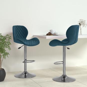 ARDEBO.de - Barhocker 2 Stk. Blau Samt